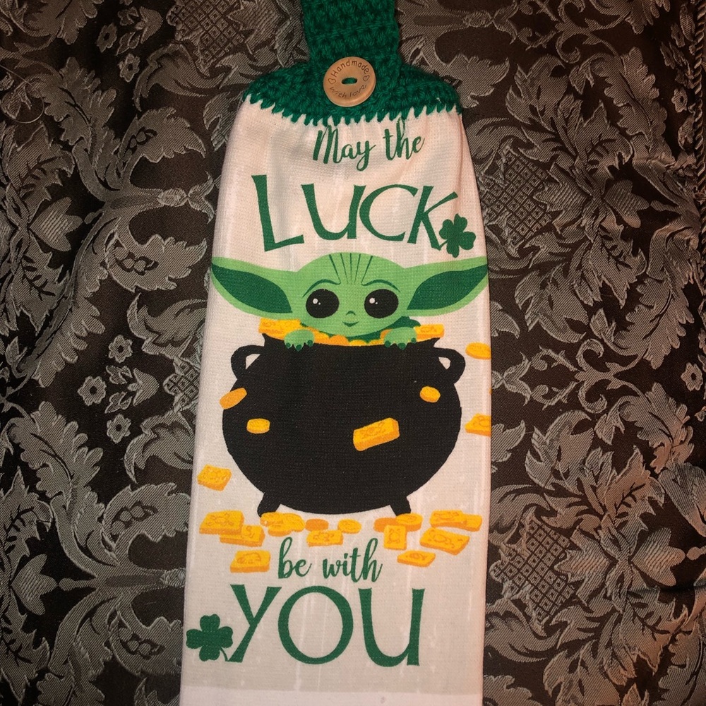 Baby Yoda St Patrick’s Day Hanging Towel